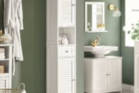 Tall bathroom vanity cabinet for maximizing storage space